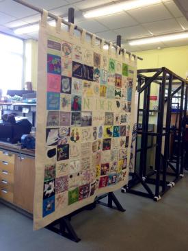The NIMR canvas - a patchwork of squares from NIMR staff.